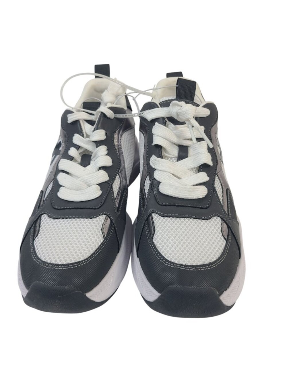 NEW DKNY DeYoung Chunky Silver & White Mesh Sneakers US 10M Athletic Shoes - Picture 3 of 7